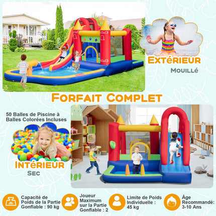 Parc acvatic gonflabil pentru copii, piscină cu tobogan, suflantă