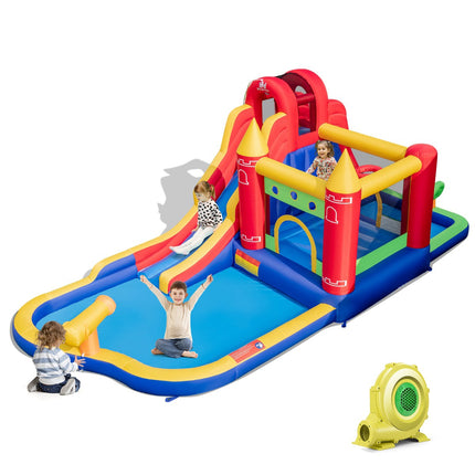 Parc acvatic gonflabil pentru copii, piscină cu tobogan, suflantă