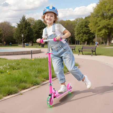 Kids Kick Scooter, 2-Wheel Light-Up, Adjustable, Foldable