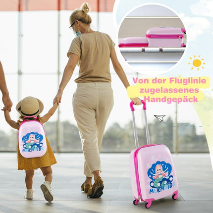 Set de bagaje pentru copii - valiză rigidă + rucsac de 12"" și 16"".