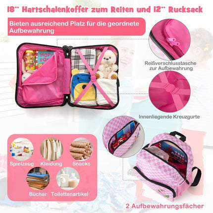 Set de bagaje pentru copii cu rucsac, carcasă rigidă de 30 cm + 45 cm