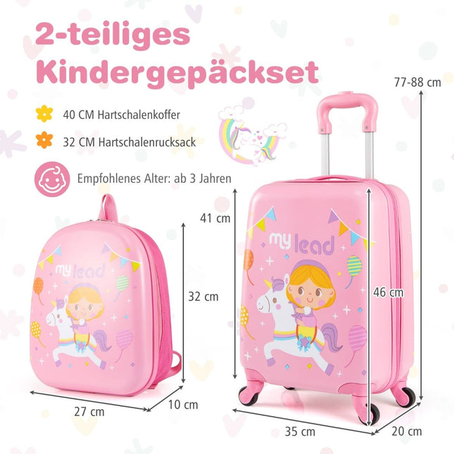 Set de bagaje pentru copii cu roți – valiză de 17" și rucsac de 13"