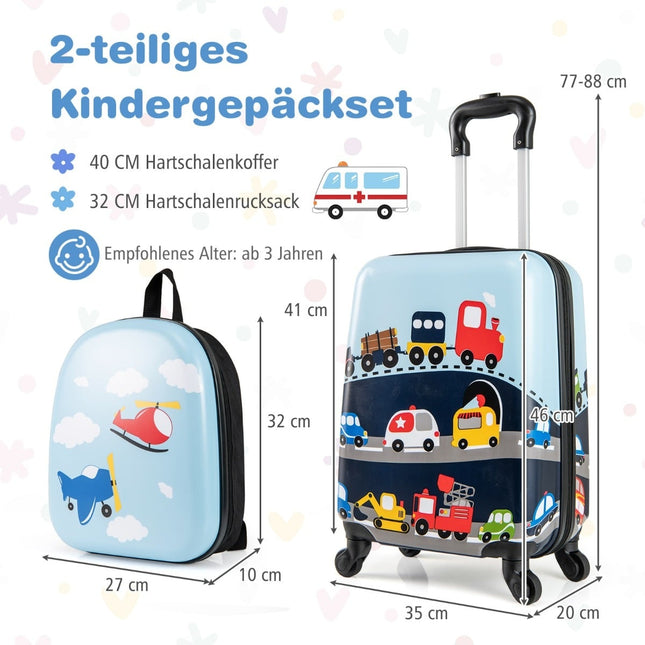 Set de bagaje pentru copii cu roți – valiză de 17" și rucsac de 13"