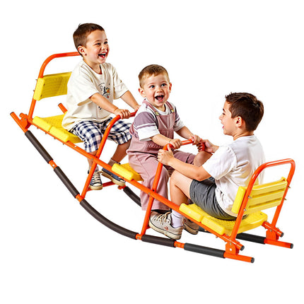 Kids Metal Seesaw, 3 Seats, 90 kg Capacity, Handles