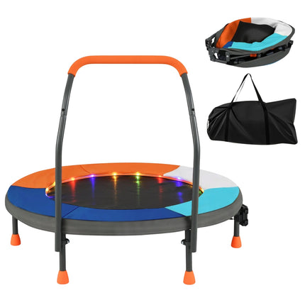 Mini trambulină pentru copii cu lumini LED, pliabilă, 90 cm