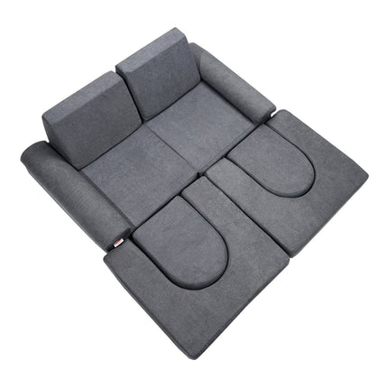 Kids Modular Play Couch, 10-Piece, Removable Cover, Grey
