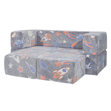 Kids Modular Play Couch, 4-Piece, Removable Cover, Dark Grey