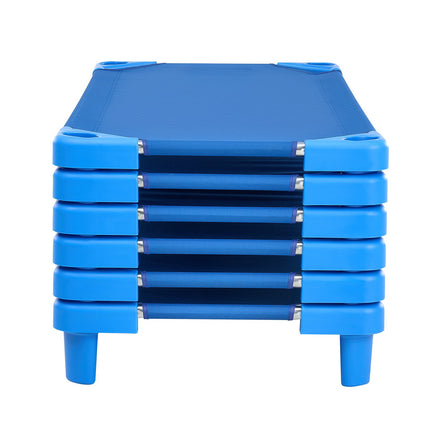 Kids Nap Cots 6-Pack, Stackable, 52 x 23 in, Blue