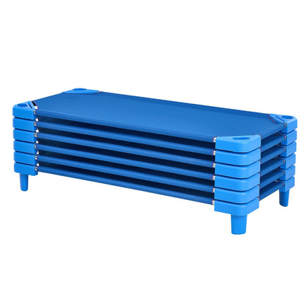 Kids Nap Cots 6-Pack, Stackable, 52 x 23 in, Blue