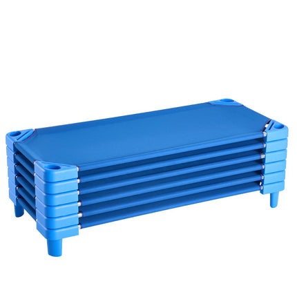 Kids Nap Cots 6-Pack, Stackable, 52 x 23 in, Blue