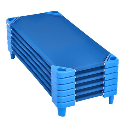 Kids Nap Cots 6-Pack, Stackable, 52 x 23 in, Blue
