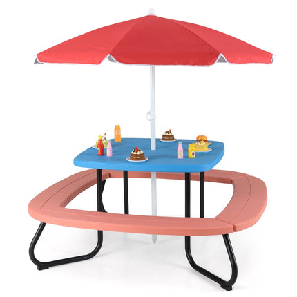 Set masă de picnic pentru copii, 8 locuri, umbrelă reglabilă