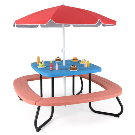 Set masă de picnic pentru copii, 8 locuri, umbrelă reglabilă