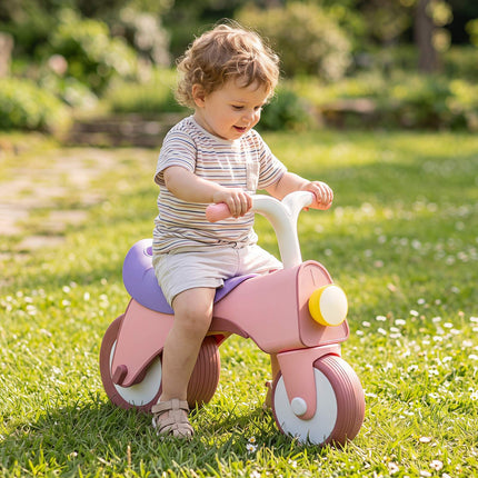 Bicicletă de echilibru roz pentru copii cu lumini și muzică