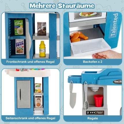 Bucătărie de joacă pentru copii cu 67 de accesorii, funcție de pompă de apă