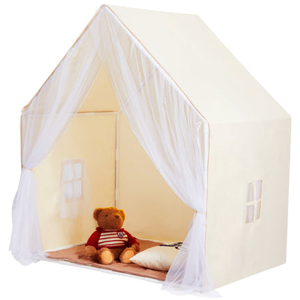 Kids Play Tent Yurt, Beige, Mat and Hanging Light