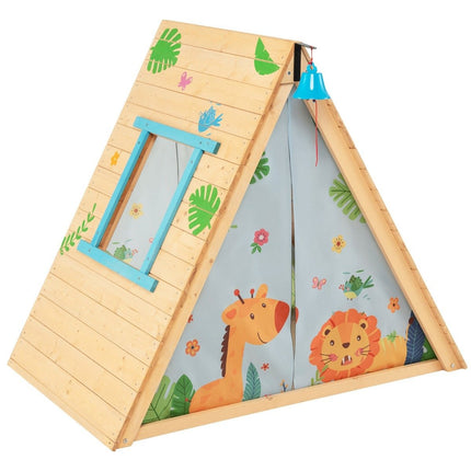 Casuta de joaca pentru copii cu perete de escalada, 115 x 77 x 100 cm