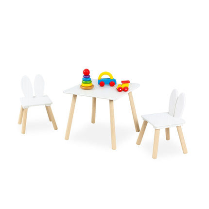 Set masă și scaune Urechi de Iepure pentru copii - MDF și lemn de pin