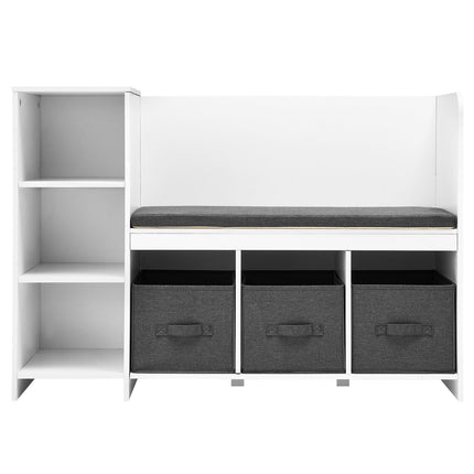 Kids Reading Nook Bench With Cushion, 6 Cubby, 3 Drawer