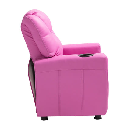 Kids Reclining Chair with Cup Holder, Adjustable Backrest, Pink