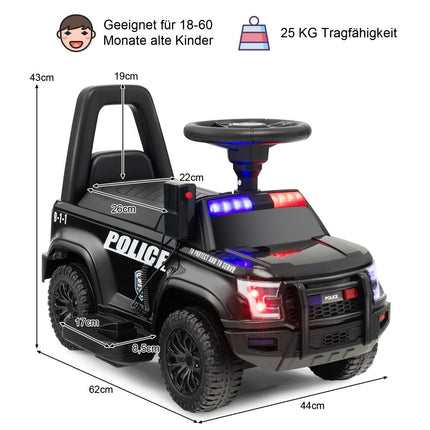 Mașină de poliție pentru copii cu megafon, baterie 6V, neagră