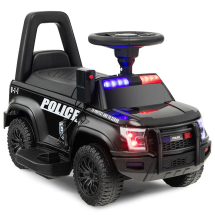 Mașină de poliție pentru copii cu megafon, baterie 6V, neagră