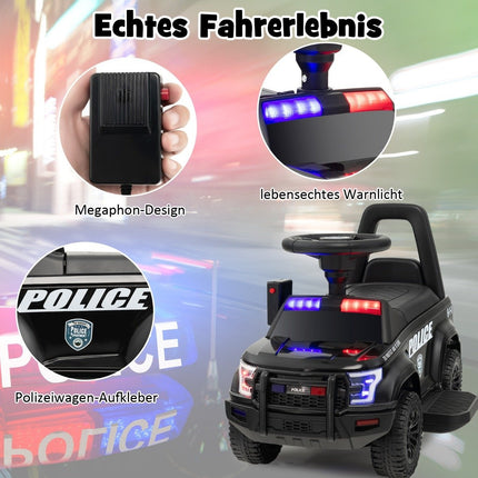 Mașină de poliție pentru copii cu megafon, baterie 6V, neagră