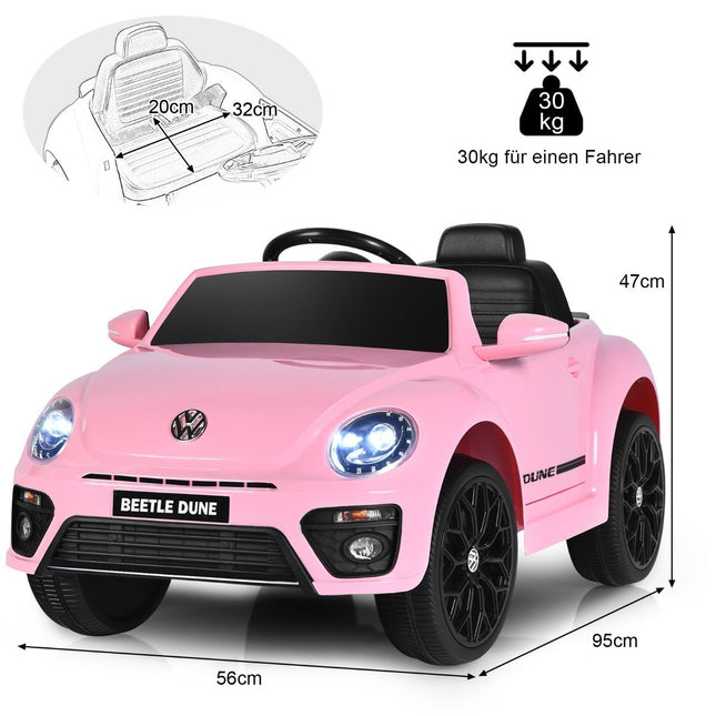 Mașină VW Beetle pentru copii, cu muzică și telecomandă