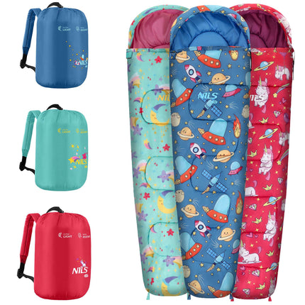 Sac de dormit pentru copii cu rucsac, stele, confort 12C