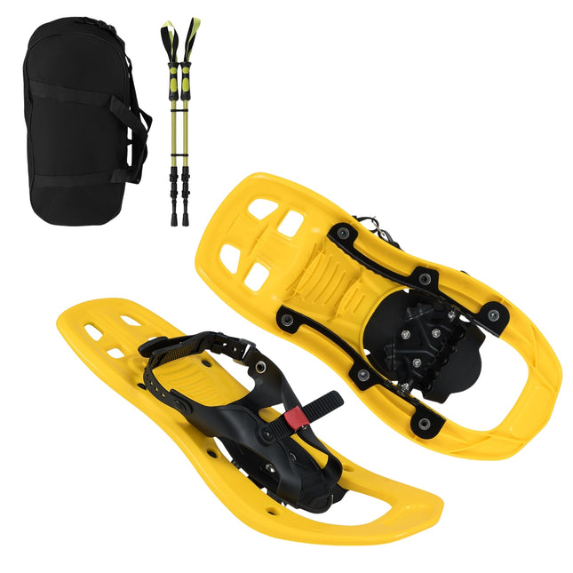 Set de rachete de zăpadă pentru copii cu bețe reglabile și geantă, galben