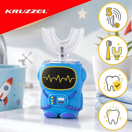 Kids Sonic Electric Toothbrush Robot with 5 Modes, 2-Minute Timer, USB, IP64