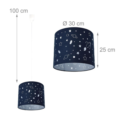 Lampă suspendată pentru copii cu tematică spațială – Planete și stele