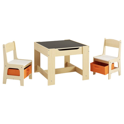 Kids Table and 2 Chairs Set – Reversible Top, Storage