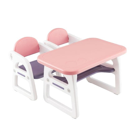 Set masă și scaune pentru copii, 3 piese, raft de depozitare, HDPE