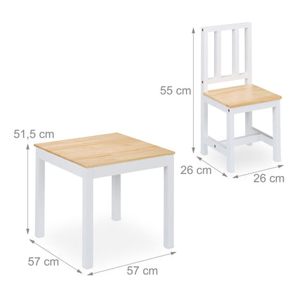 Set de masă și scaune pentru copii - Mobilier de interior din lemn din 3 piese