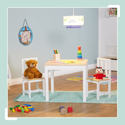 Set de masă și scaune pentru copii - Mobilier de interior din lemn din 3 piese