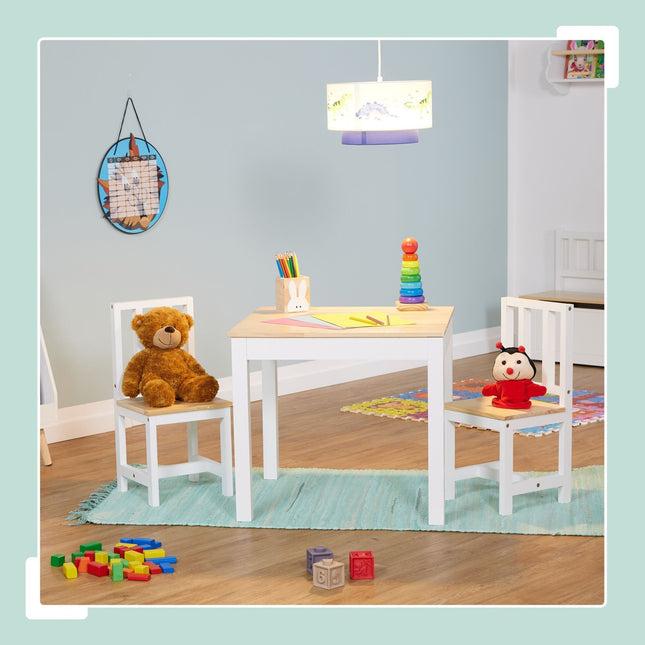 Set de masă și scaune pentru copii - Mobilier de interior din lemn din 3 piese