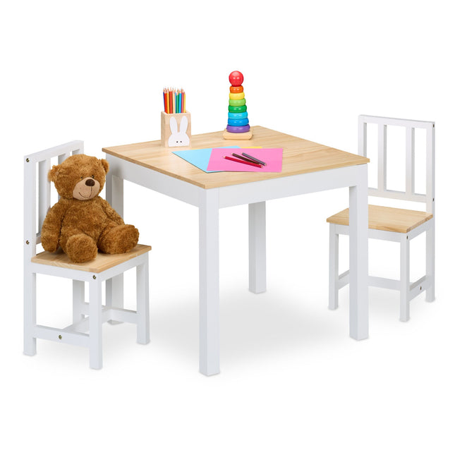 Set de masă și scaune pentru copii - Mobilier de interior din lemn din 3 piese