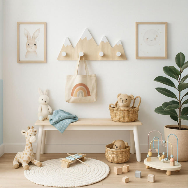 Suport de perete pentru copii, 4 cârlige – Mountain Design