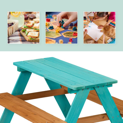Masa de picnic din lemn pentru copii cu banci - lemn de pin