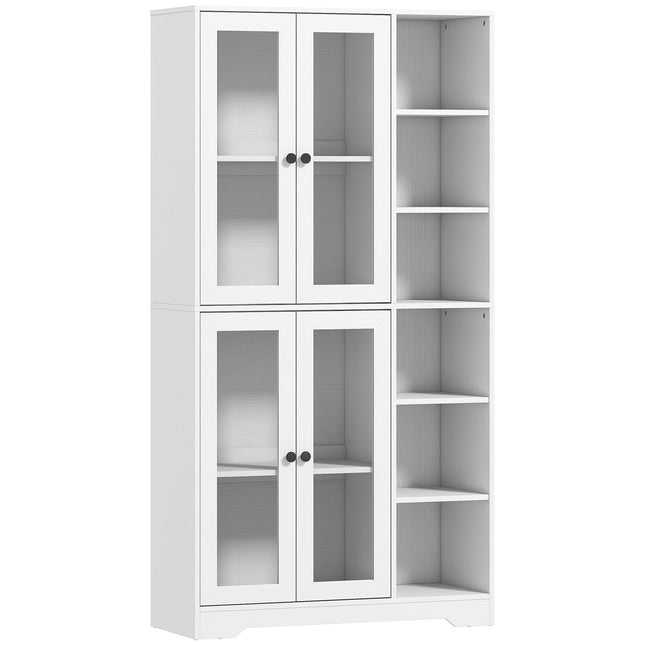 Dulap de bucătărie cu uși de sticlă, rafturi, 172 cm, MDF alb
