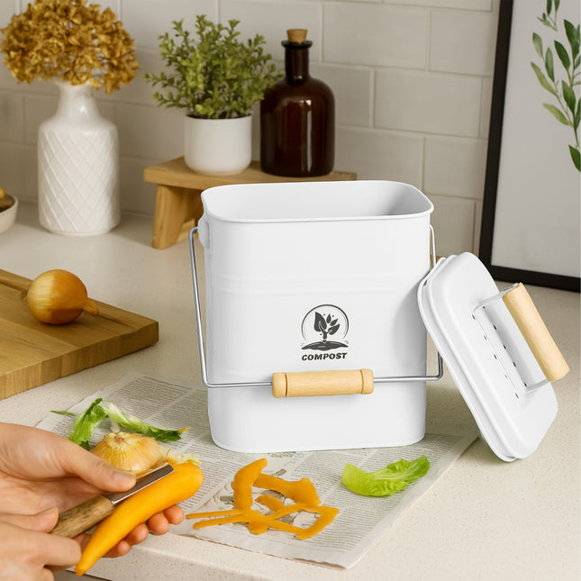 Coș de compost de bucătărie, 3,5 L, izolat de mirosuri, cu filtre