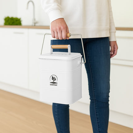 Coș de compost de bucătărie, 3,5 L, izolat de mirosuri, cu filtre