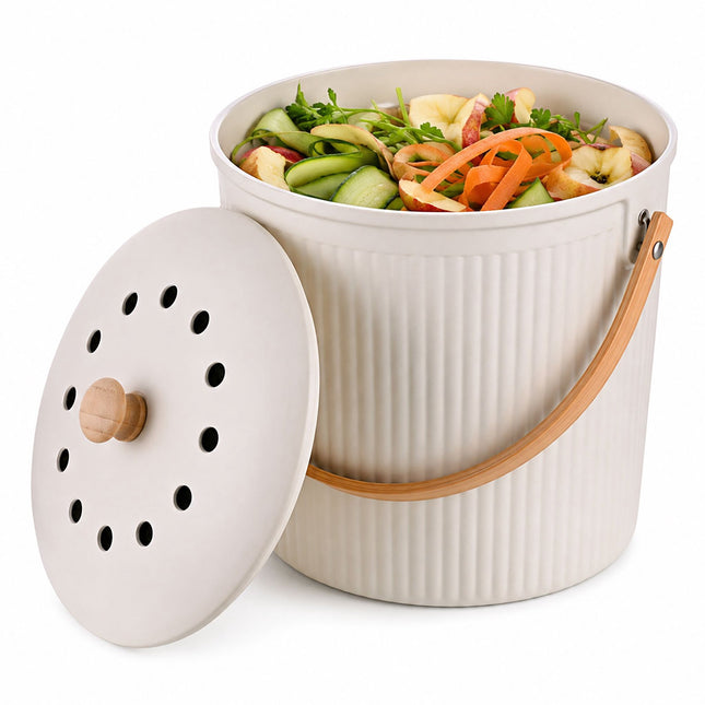 Compost de bucătărie, 5,6 l – alb, filtre de carbon