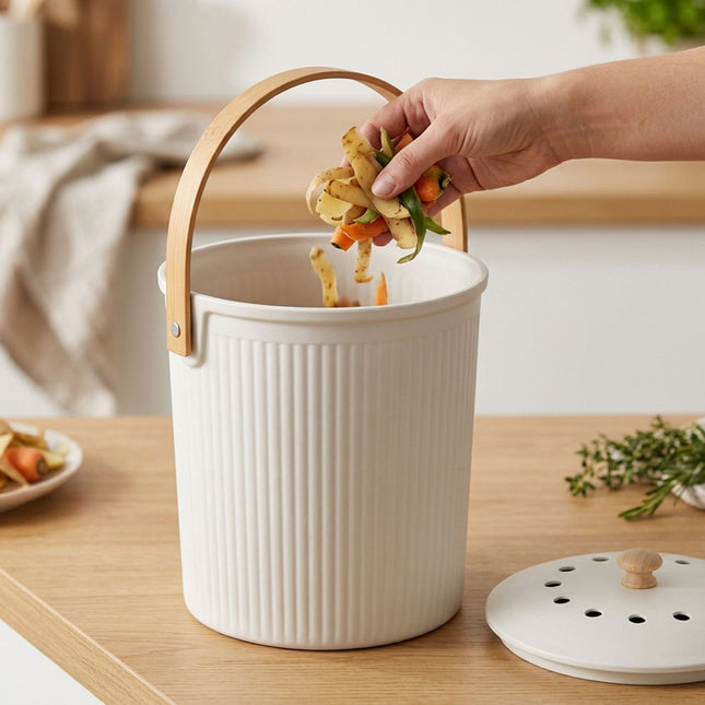 Compost de bucătărie, 5,6 l – alb, filtre de carbon