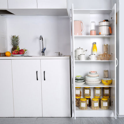 Kitchen Pantry Cabinet, 60 Inch Tall, 2 Doors, Adjustable Shelves