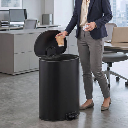 Kitchen Pedal Bin 40 L with Soft-Close and Stay-Open Lid, Black, Stainless Steel