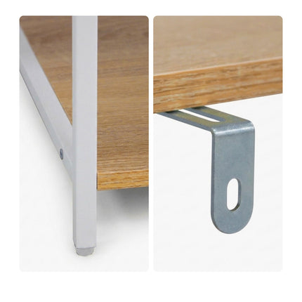 Raft de bucătărie cu 4 niveluri și cârlige – aspect lemn, MDF și metal