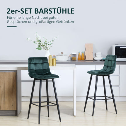 Velvet bar stool Set of 2, non-slip, modern design