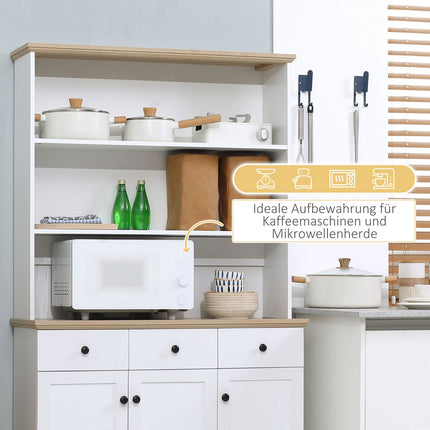 Tall white kitchen cabinet with drawers & shelves, 101x39x180.5 cm